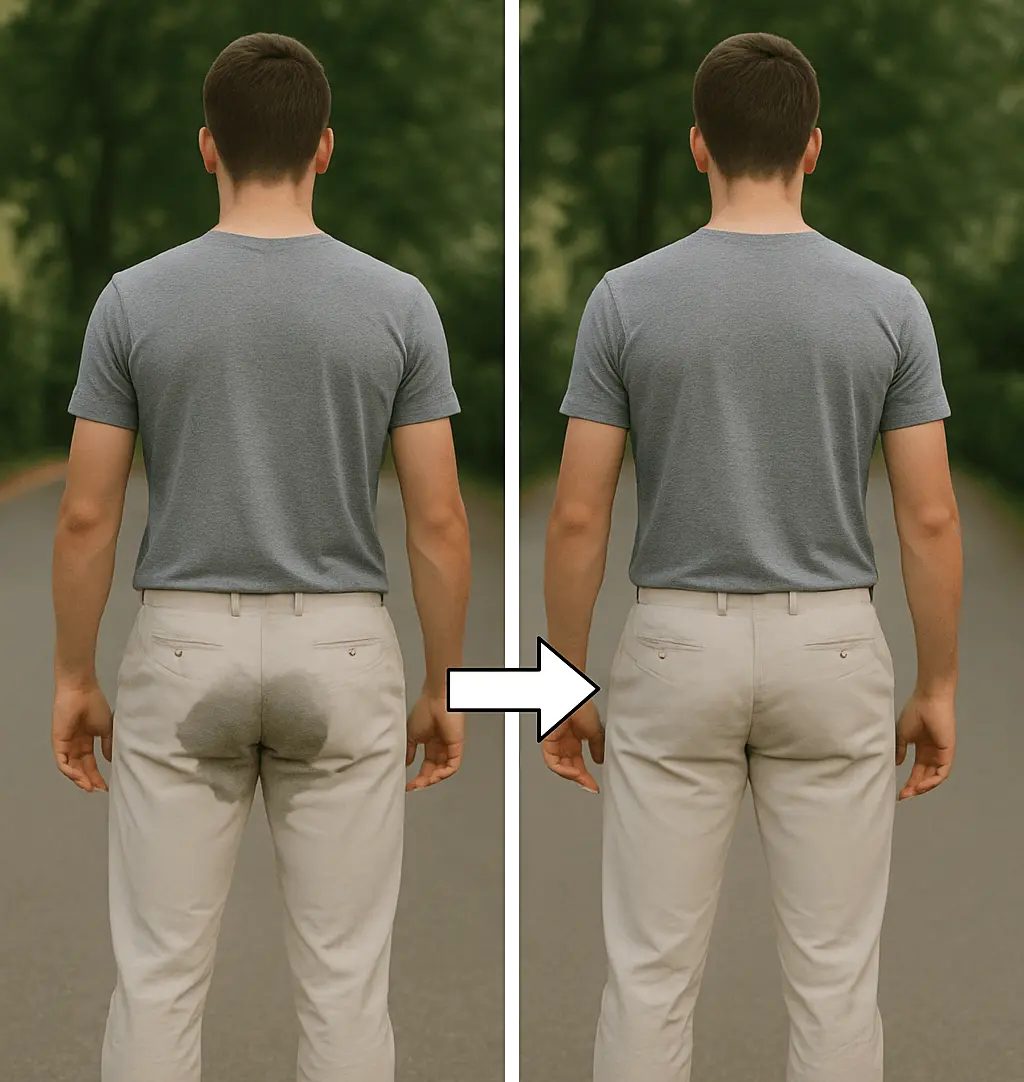 Voor en na effect van NoSweatClub anti-zweet boxers